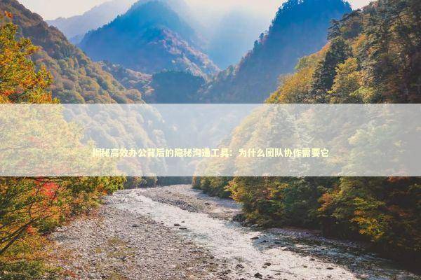 揭秘高效办公背后的隐秘沟通工具：为什么团队协作需要它
